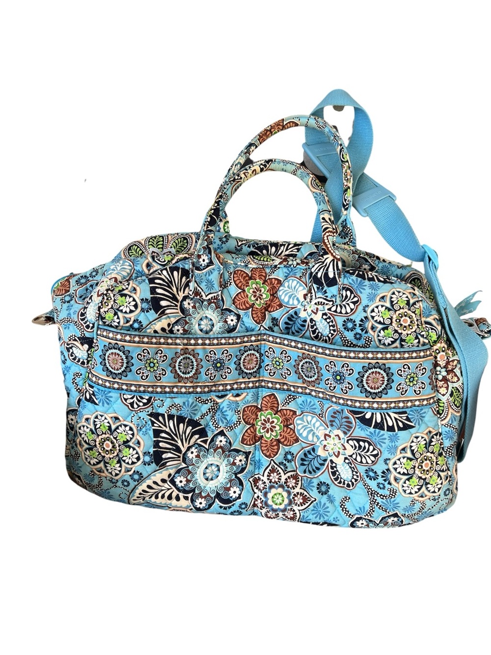 Vera Bradley Large Carry On Duffel Bag In Bali Blue Summer 2009 17”x12”x9”